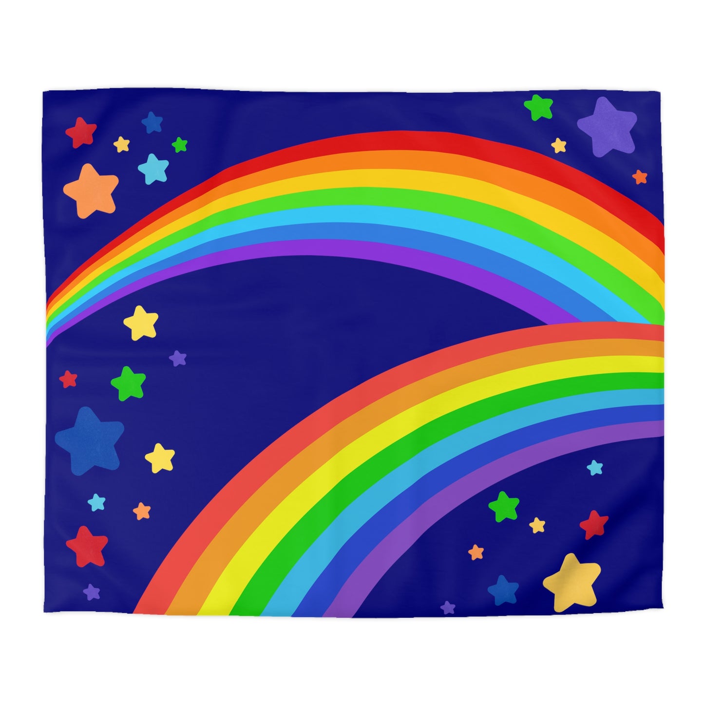 Rainbow Brite Inspired, Blue Background- Microfiber Duvet Cover-