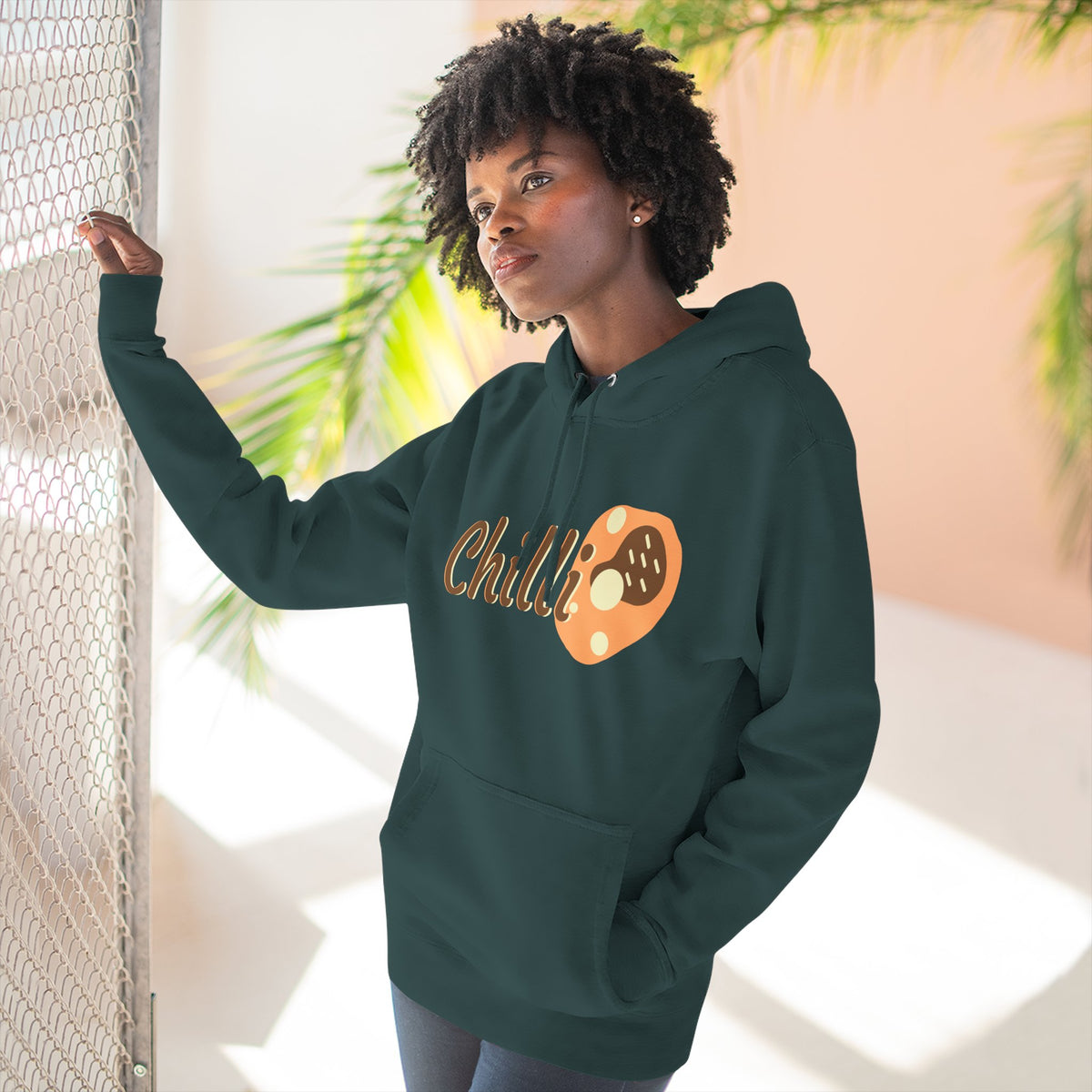 Chilli themed, (Front & Back Design) Adult Fleece Hoodie