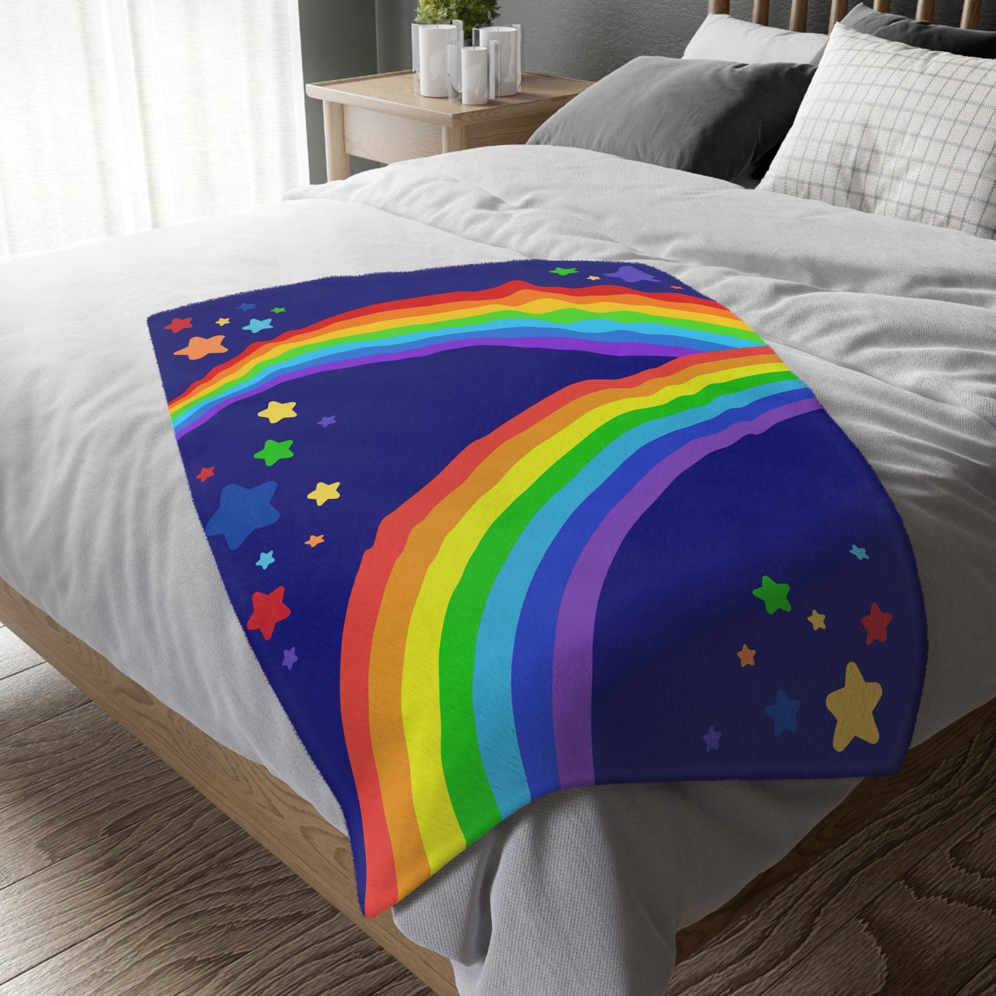 Rainbow Brite Inspired-Velveteen Microfiber Blanket (Two-sided print)