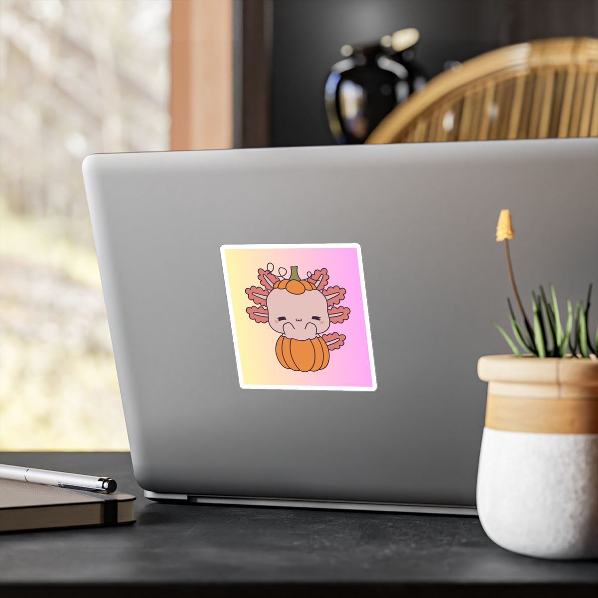 Axolotl and Pumpkin Kiss-Cut Vinyl Decals