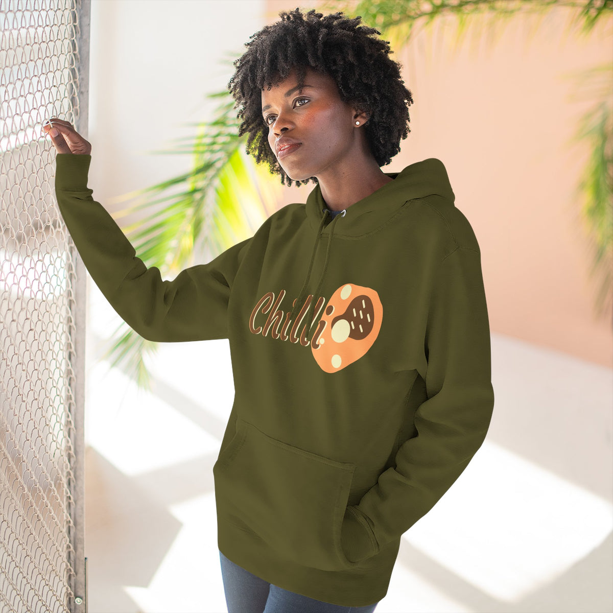 Chilli themed, (Front & Back Design) Adult Fleece Hoodie