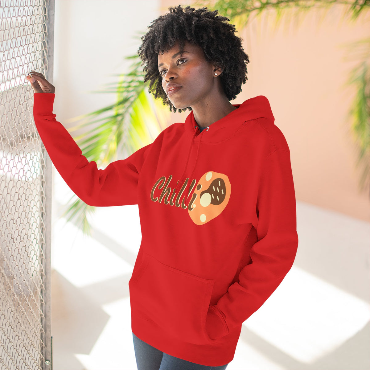 Chilli themed, (Front & Back Design) Adult Fleece Hoodie