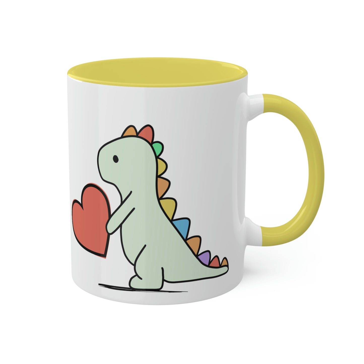 Rainbow Dinosaur, Rainbow Dino, Valentine, Multiple options, Colorful Mugs, 11oz