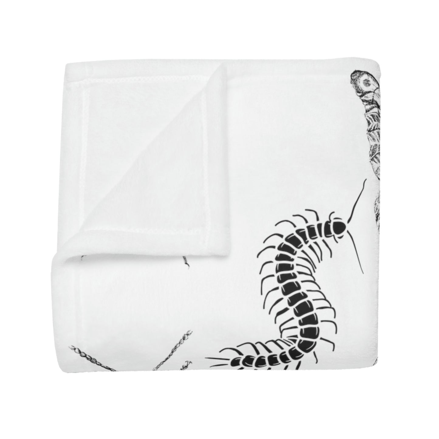 Insects, Bugs, Black and white-Plush Fleece Blanket