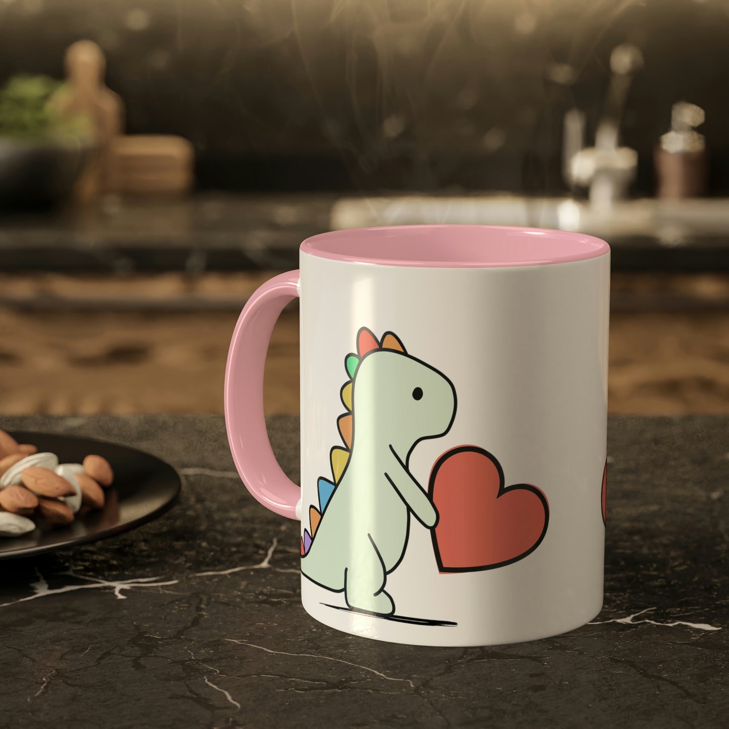 Rainbow Dinosaur, Rainbow Dino, Valentine, Multiple options, Colorful Mugs, 11oz