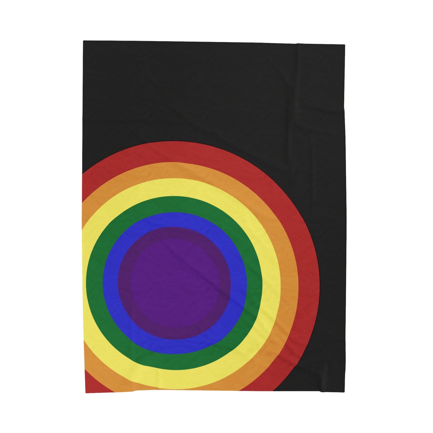 Rainbow, Black Background Velveteen Plush Blanket