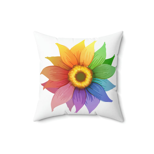 Rainbow Flower Pillow, Floral, Large Flower