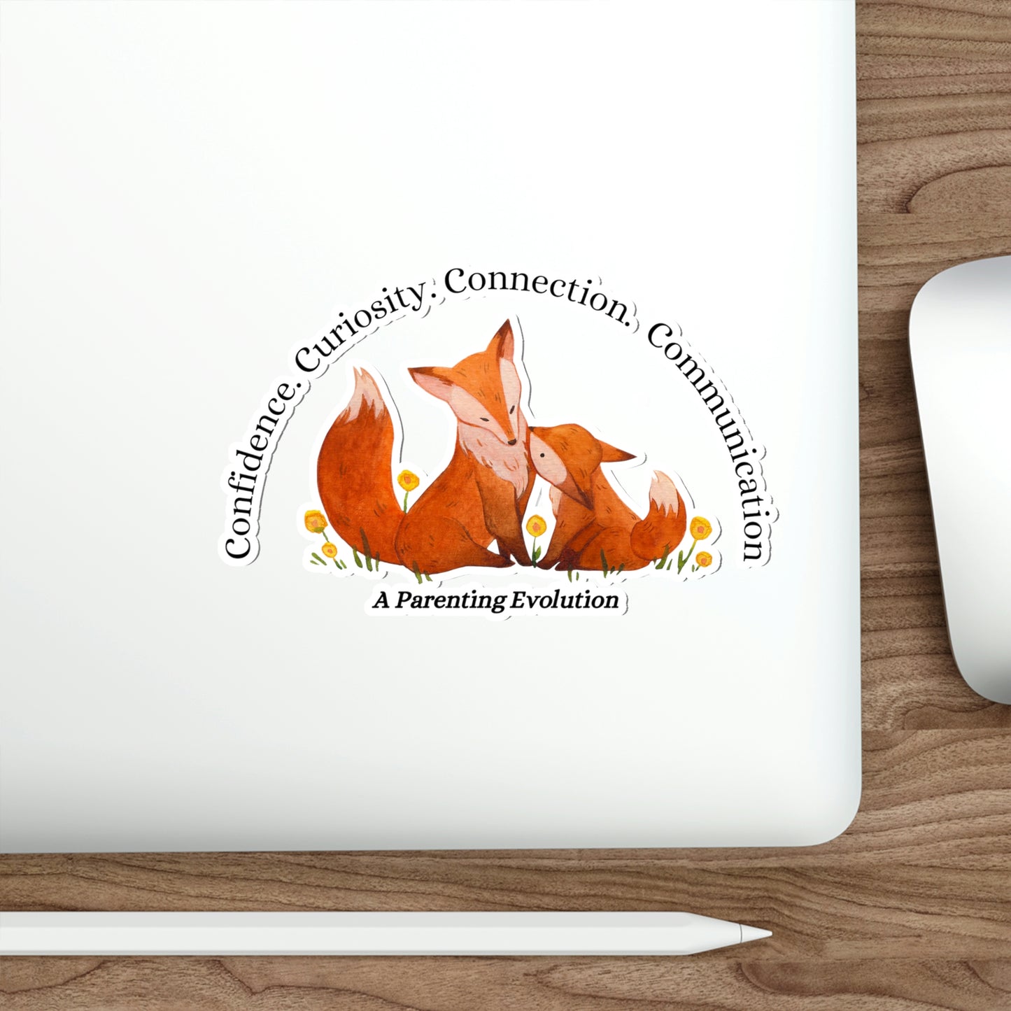 Fox and Cubs, Parenting, Parenting Evolution, Parent Gift, Mom Gift, Dad Gift, Die-Cut Stickers