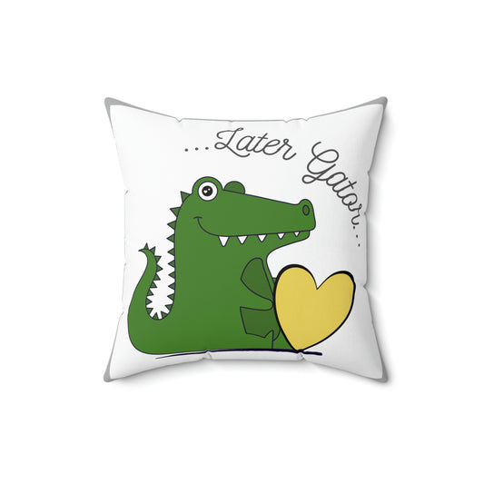 Alligator, Gator, holding heart,  Square Pillow, Valentine