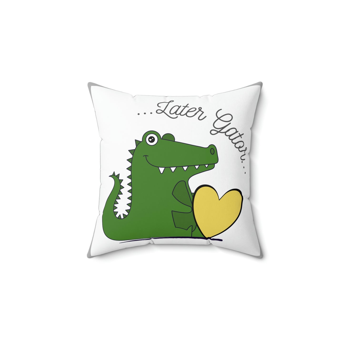 Alligator, Gator, holding heart,  Square Pillow, Valentine