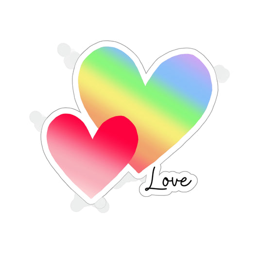 Love, Hearts, Rainbow Hearts, gift, Valentines gift Die-Cut Stickers