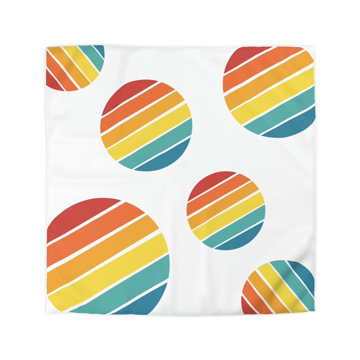 Rainbow Circles - Rainbow Polka Dots, Vintage Circles, Microfiber Duvet Cover, queen, king