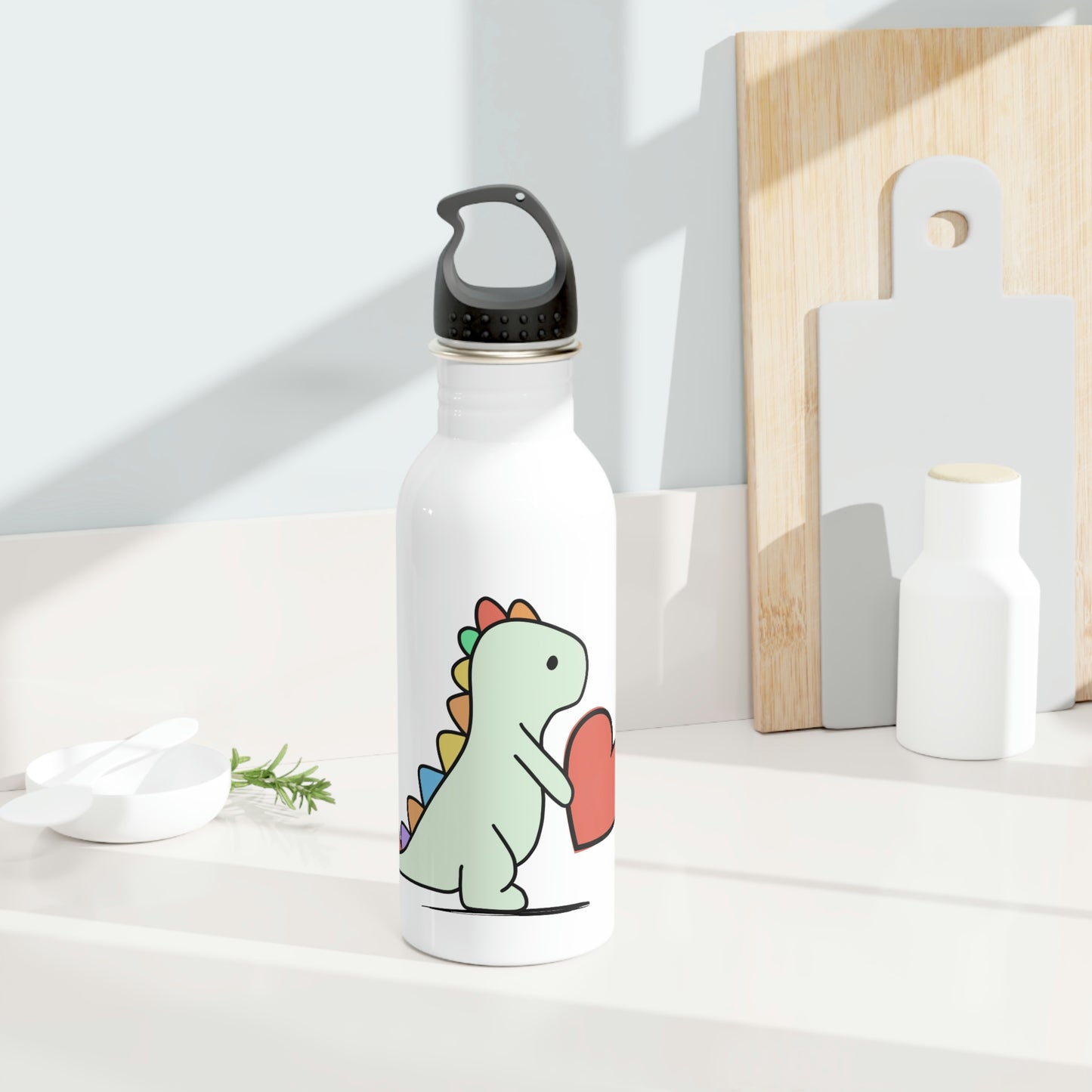 Dinosaur, Rainbow- Stainless Steel Water Bottle