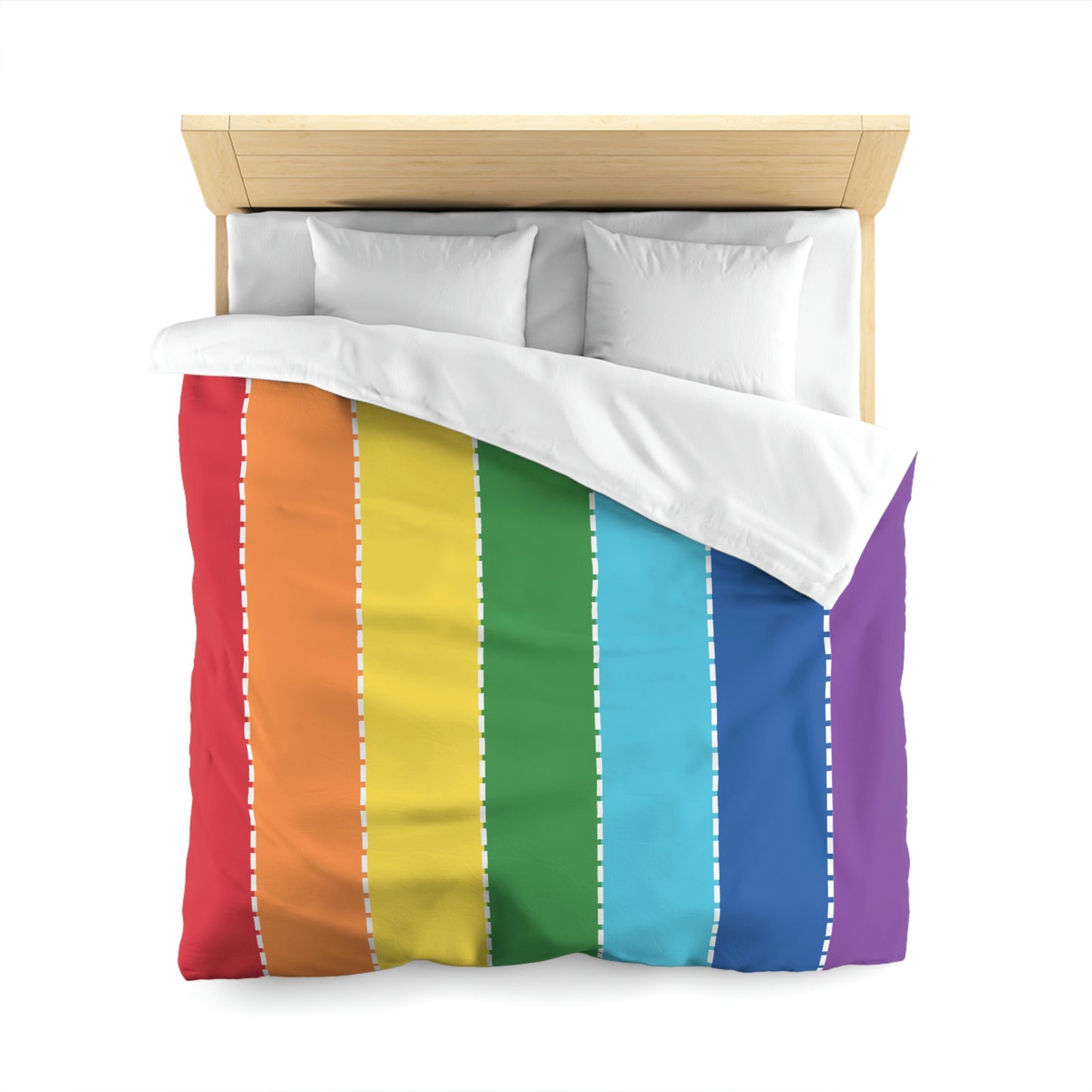 Rainbow Stripes, Full length Stripes- Microfiber Duvet Cover-
