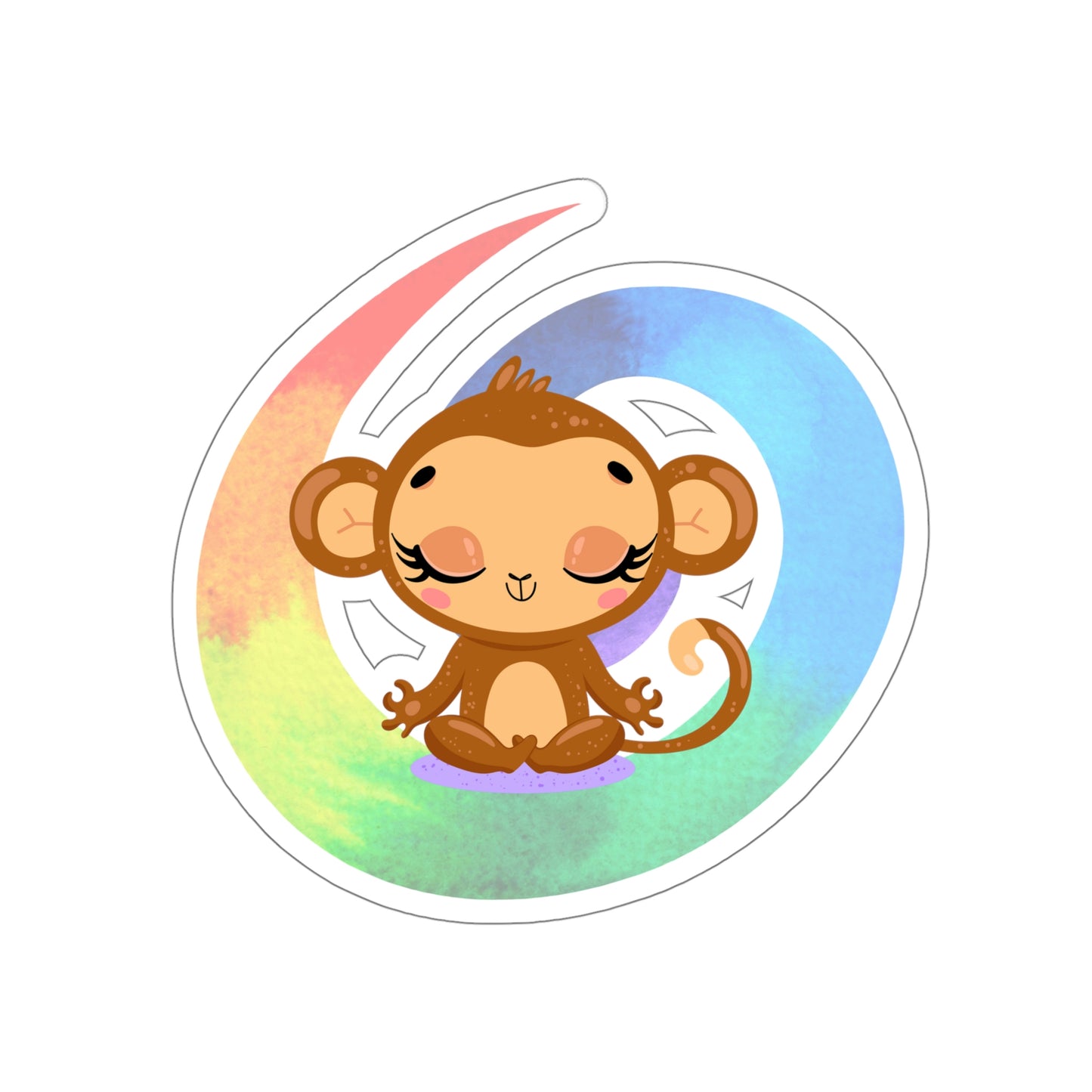 Meditation. Monkey, Monkey yoga,Rainbow, Die-Cut Stickers, Multiple sizes