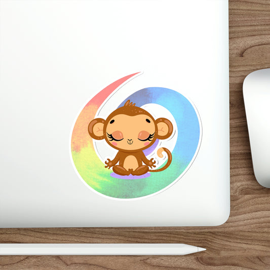 Meditation. Monkey, Monkey yoga,Rainbow, Die-Cut Stickers, Multiple sizes